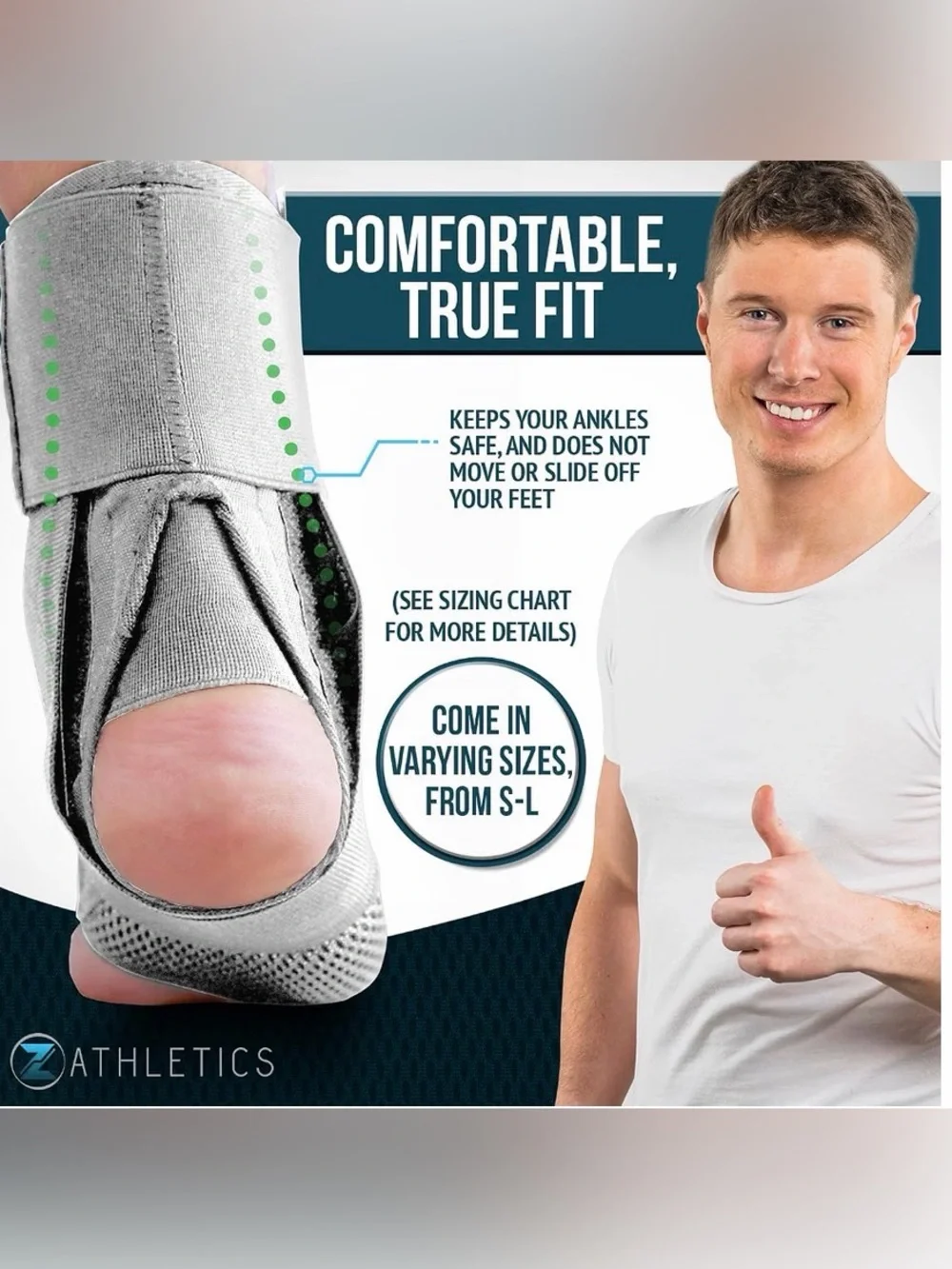 Ankle Brace for Women & Men - Lace Up Adjustable Support with Side Stabilizers m